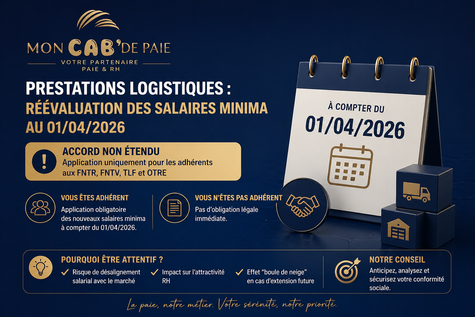 Prestations logistiques : attention à la réévaluation des salaires minima au 1er avril 2026